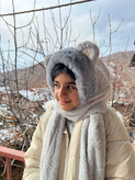 کلاه و شال و دستکش سرهمی _۳کاربرد در یکمحصول_ فری سایز ۸ سال به بالا_تک رنگ طوسی
