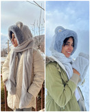 کلاه و شال و دستکش سرهمی _۳کاربرد در یکمحصول_ فری سایز ۸ سال به بالا_تک رنگ طوسی